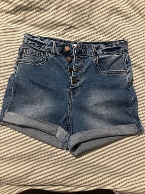 O'Neill Medium Blue Button-Front Denim Shorts